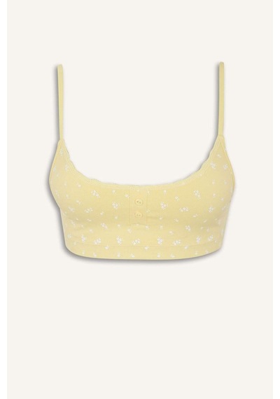 Defacto Kadın 2li Takım Desenli Seamles Kumaş Bralet Külot-fall İn Love E6601ax25smyl118 Sarı
