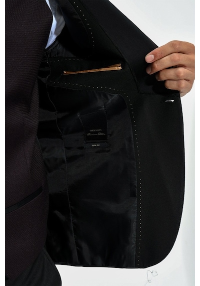 Morven Erkek Siyah Berlin Slimfit Jakarlı Smokin Siyah
