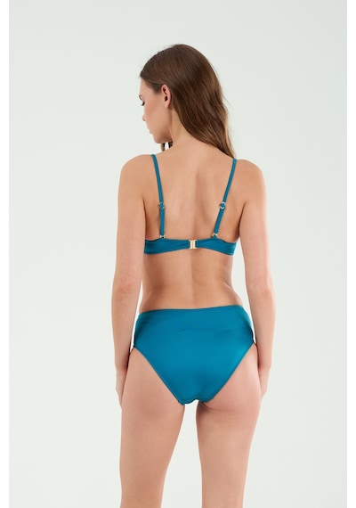 Louren Kadın Kırmızı/petrol Aksesuar Detaylı Kaplı Balenli Straplez Bikini Takımı Petrol