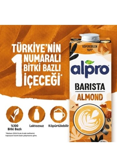 1 L Laktozsuz Vegan Barista Badem Sütü