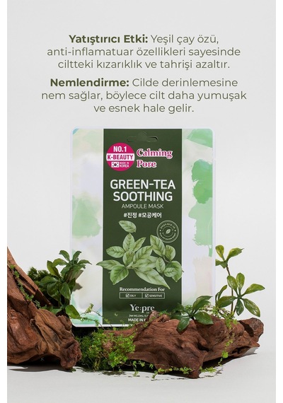 Ye:pre Green Tea Soothing Ampoule Mask Yeşil Çay Özlü Maske Kore 23 ML
