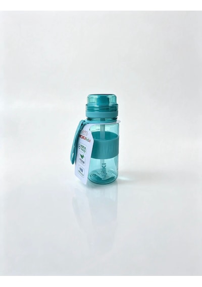 Noki Kids 400 Ml Okul Öncesi Ve İlkokul Tritan Pipetli Su Matarası Sızdırmaz Askılı Turkuaz