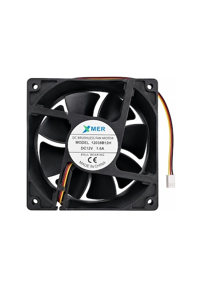 120x120x38mm Rulmanlı 12cm 12v 1.6a 3p Xmer 3 Uçlu Fan 120x120x25mm