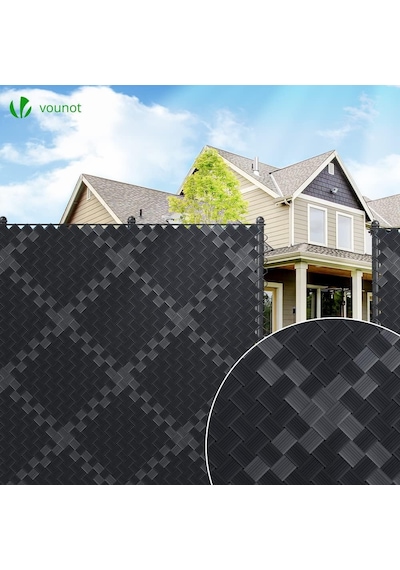 Pvc Gizlilik Şeritleri Bahçe Gizlilik Çiti Ekranı 300m X 4,7cm Güverte, Veranda, Balkon İçin 600 Klipsli Çift Çubuklu Paspaslar, Siyah