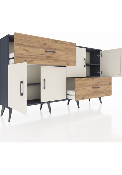 Arges Konsol 3 Raflı 2 Çekmeceli 4 Kapaklı 176x30x99 Antrasit-ayt Antrasit-aytaşı/çam Arges Konsol 3 Raflı 2 Çekmeceli 4 Kapaklı 176x30x99 Antrasit-ayt Antrasit-aytaşı/çam