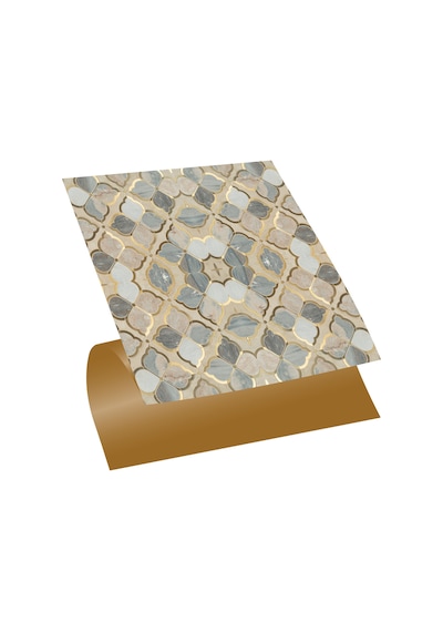 Tink Kendinden Yapışkanlı Renkli Gold Çiçek Desenli Pvc Karo 30x30 Cm
