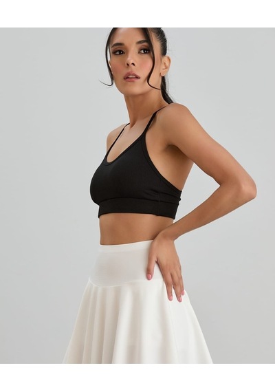 Aurafit Fitilli U Yaka İp Askılı Basic Büstiyer/croptop - 9027 Siyah