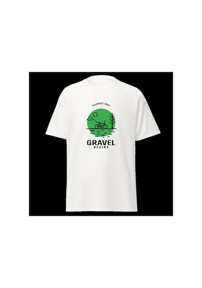 Wildstyle Gravel Begins Dağ Bisikleti Doğa Yol Macera Baskılı Unisex Bisiklet Yaka Pamuklu Tişört Beyaz