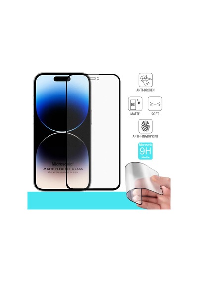Microsonic Apple  Uyumlu iPhone 14 Pro Seramik Matte Flexible Ekran Koruyucu Siyah