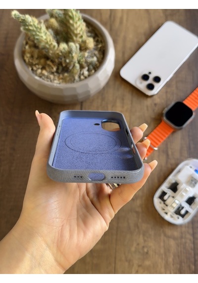 Apple iPhone 16 Uyumlu Kadife Yüzeyli Magsafe Uyumlu Premium Kılıf Soocase691 Koyu Mavi