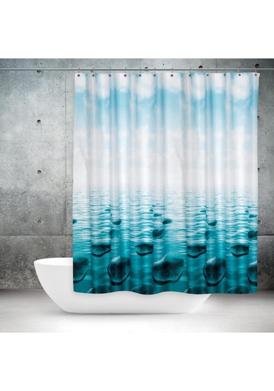 Prado Stone Banyo Perdesi, Duş Perdesi 180x200cm Çok Renkli