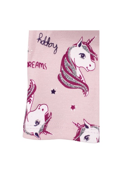 Bebegen Kız Bebek Somon Gri Simli Pembe Unicorn Desenli Bere 0-6 Ay Çok Renkli