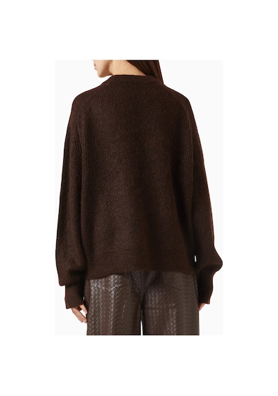Rotate Birger Christensen Oversized, Mohair Ve Yün Karışımı Kadın Kazak Kahverengi