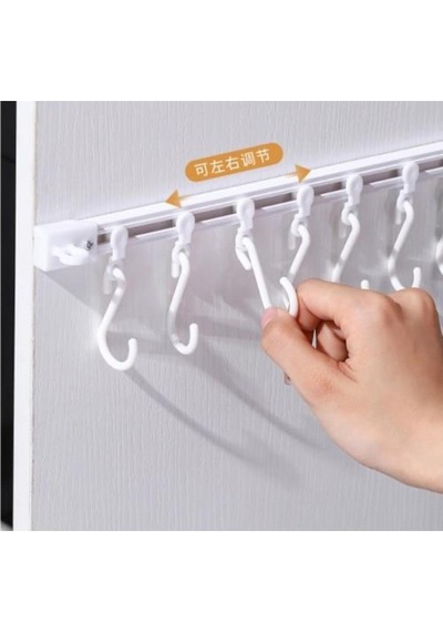 Ayarlanabilir Kendinden Yapışkanlı 10 Kancalı 40 Cm Pratik Askı Mutfak Banyo Takı Askısı Plastik Bey Diğer
