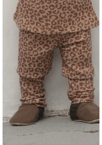 Oh La La Koala Leopar Desenli Bebek Tayt Kahverengi