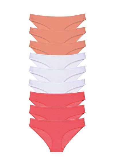 Royaleks 9 adet Süper Eko Set Likralı Kadın Slip Külot Pudra Beyaz Fuşya RYL-EKO9028 Çok Renkli