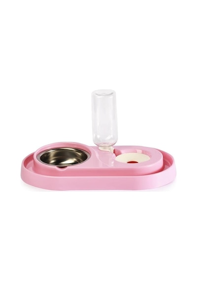 Tr Hazneli Kedi-köpek Mama Ve Su Kabı Seti 500ml Pembe