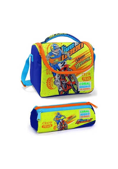 Coral High Erkek Çocuk Mavi Sarı Motorsiklet Beslenme Çantası