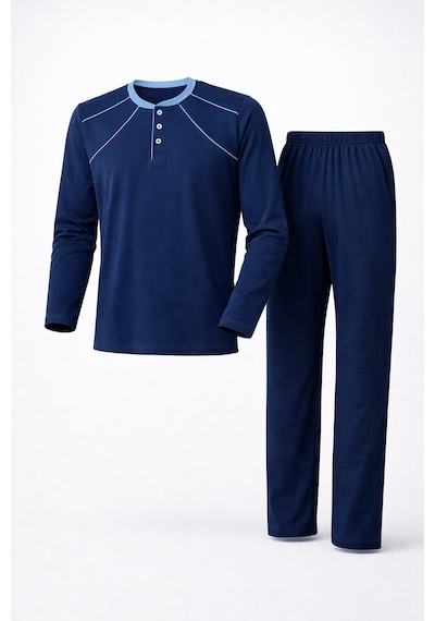 Mutlu City Erkek İnterlok Rahat Kalıp Sıfır Yaka Yüksek Kalite Pamuk Pijama Takımı 16670 İndigo Mutlu City Erkek İnterlok Rahat Kalıp Sıfır Yaka Yüksek Kalite Pamuk Pijama Takımı 16670 İndigo