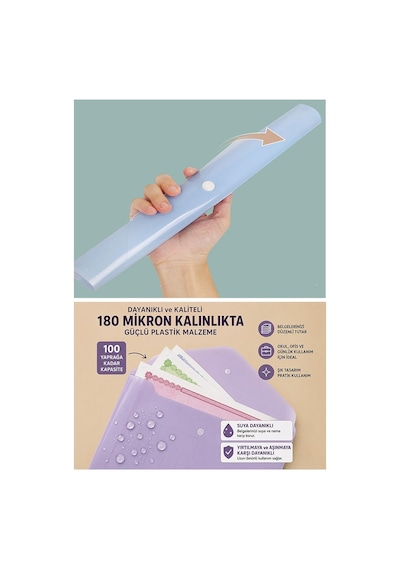 Vanilya Sarı Çıtçıtlı Dosya Pastel Renk A4 2 Adet Dosy Plastik Renkli Zarf Dosya Çıt Çıtlı Dosya Ödev Evrak Belge