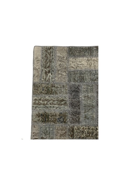 Modern Bohem Stil El Dokuması Vintage Halı Özel Tasarım Patchwork Koleksiyonu Gri
