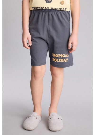 Defacto Regular Fıt Baskılı 2li Şort Tişört Pijama Takımı Erkek Çocuk H4105a826hsyl83 Sarı-yl83