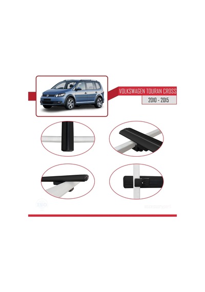 Volkswagen Touran Cross 2010-2015 Arası İle Uyumlu Basic Model Ara Atkı Tavan Barı Siyah 3 Adet