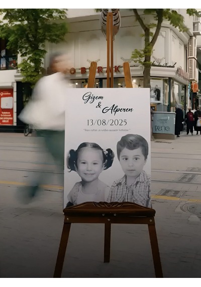 Düğün Seti - Çocukluk Karşılama Panosu - Masa İsimliği - Şövale 3'lü Paket Beyaz