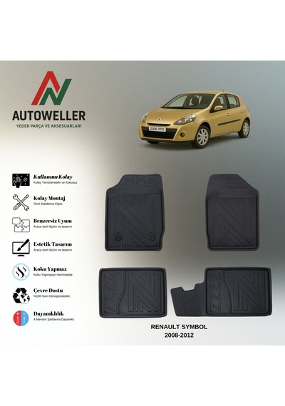 Renault Symbol 2008-2012 Uyumlu Havuzlu Oto Paspas