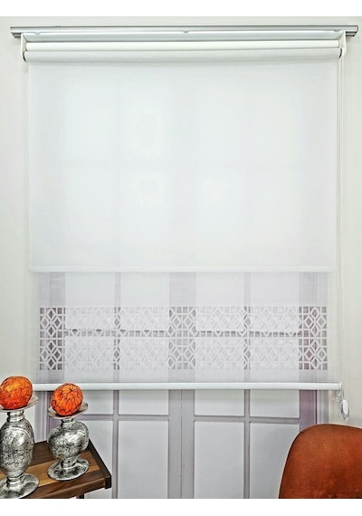 Bbb Çift Mekanizmalı Keten Lazer Kesim Tül Ve Stor Perde Mlt1050