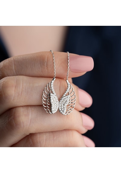 Vaoov 925 Ayar Gümüş Taşlı Kanatlı Melek Kolye Silver