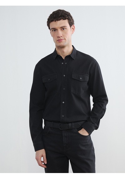 Lcw Jeans Siyah Regular Fit Erkek Jean Gömlek