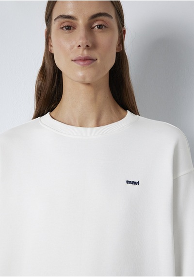 Mavi - Mavi Nakışlı Ekru Sweatshirt 1s10366-70057 Ekru