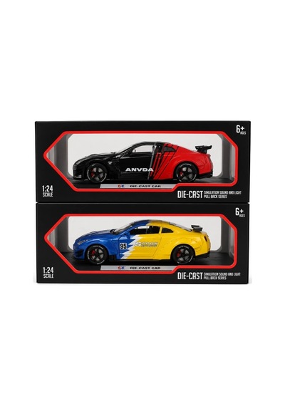 Nissan Gt-r 1:24 Ölçek Metal Oyuncak Araba Sesli Işıklı Çek Bırak Spor Araba 1 Adet