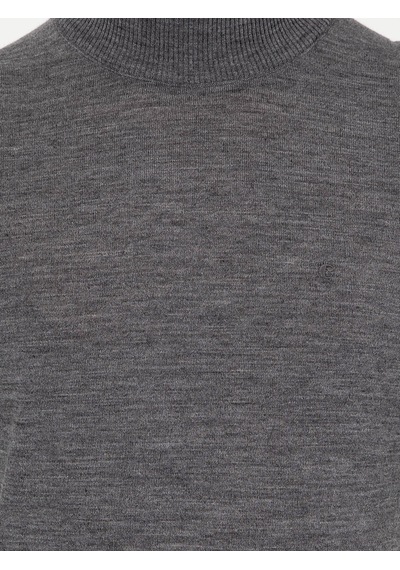 Cacharel Füme Slim Fit Yarım Balıkçı Basic Triko Kazak Gri