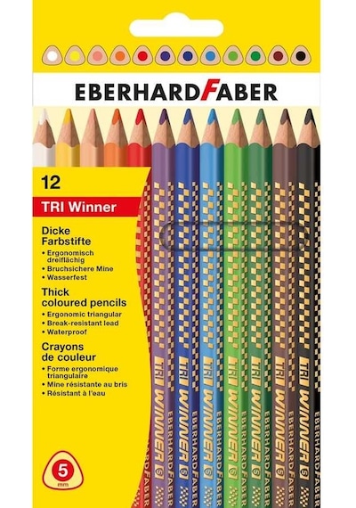 Eberhard Faber Trı Winner Kalın Üçgen Kuruboya 5mm 12 Renk