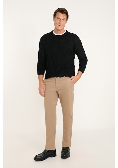 Ac&Co / Altınyıldız Classics Erkek Camel Pamuklu Tapered Fit Yan Cepli Diagonal Desenli Esnek Casual Pantolon
