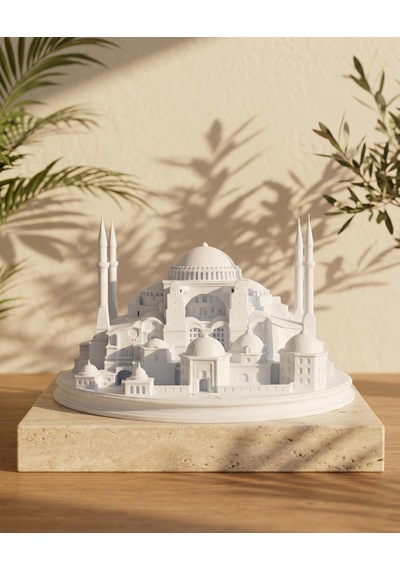 Ayasofya Camii Biblosu 3d Mimari Maket Heykel Kırık Beyaz 15 Cm Masaüstü Kitaplık Dekoru Tarih Severlere Ofis Hediyesi 15cm