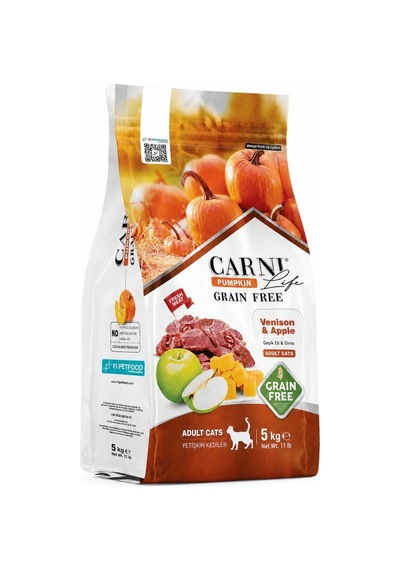 Carni Life Tahılsız Pumpkin Geyik Etli & Elmalı Yetişkin Kedi Maması 5 Kg