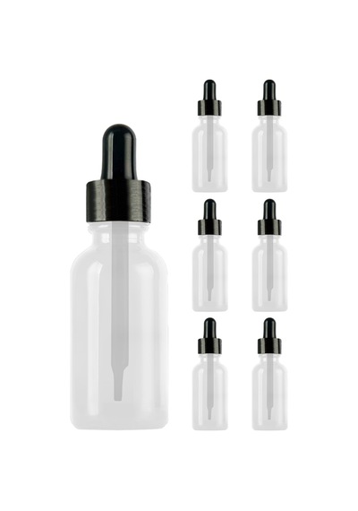 Afracam Şeffaf 50 Ml Kapaklı Dropper Damlalık Cam Şişe 6 Adet Siyah