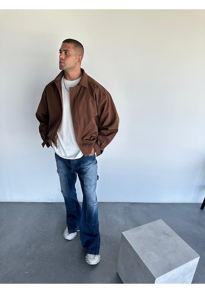 Terapi Men Kahverengi Oversize Bomber Ceket Kahverengi