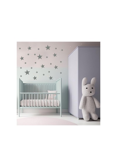 Yıldız Duvar Sticker - 2,5 - 5 - 7,5 - 10cm Karışık Ebatlarda - 155 Adet Gümüş