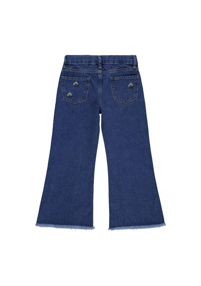 Civil Girls Çiçek Nakışlı 6-9 Yaş Pantolon - Mavi