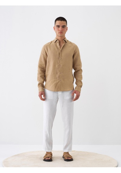 Xint Camel %100 Keten Regular Fit Gömlek 700963