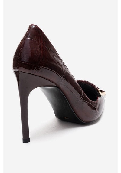Luvishoes Guernı Bordo Baskı Kadın Topuklu Ayakkabı Bordo