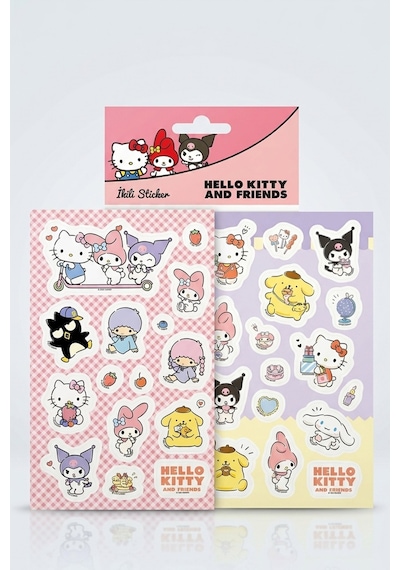 X Dekomus Lisanslı Best Friends 2'li Kuşe Sticker Hello Kitty,kuromi,my Melody Altın