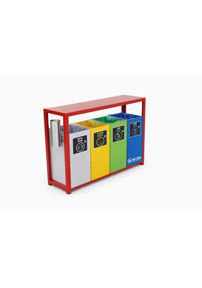 Toki 4 Lü Sıfır Atık Kutusu Geri Dönüşüm Ünitesi Tok-06 Metal Atık Ayrıştırma Sistemi