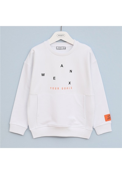 Wanex Erkek Çocuk Uzun Kol Kalın Sweat - 16491 Beyaz