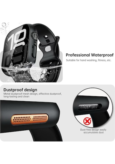 Apple Uyumlu Watch  7 8 9 10 45mm Deniz Havuz İçin Su Geçirmez Ekran Koruyuculu Kasa Koruyucu
