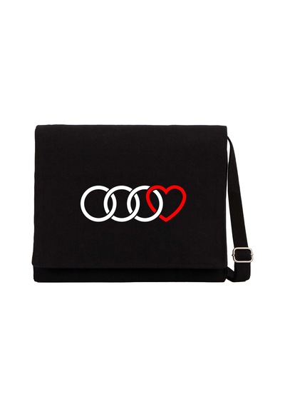 3 Audi Rings Hearth Siyah Kanvas Postacı Çantası